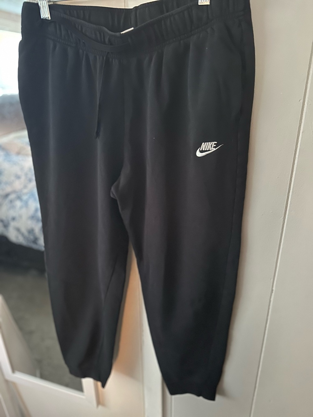 Nike Black Men’s Jogger Sweatpants with White Swoosh